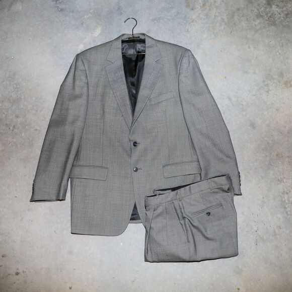 Gray 2 Piece Suit Mens Blazer & Trouser Business Office Dress Blazer 50R / 36R